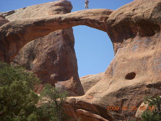 Arches National Park - Devil's Garden hike - two fellows atop Double-O Arch