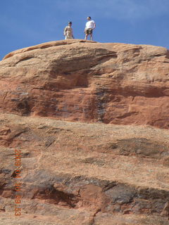 Arches National Park - Devil's Garden hike - two fellows atop Double-O Arch