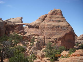 Arches National Park - Devil's Garden hike - two fellows atop Double-O Arch