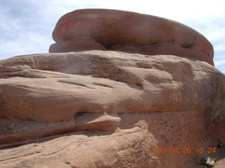 Arches National Park - Devil's Garden hike - two fellows atop Double-O Arch