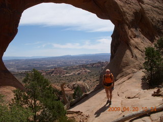 Arches National Park - Devil's Garden hike - two fellows atop Double-O Arch