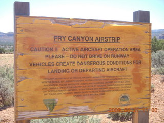 Fry Canyon (UT74) - airport sign