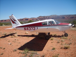 4 6un. Charles Lawrence photo - Charles and Adam getting ready to fly N4372J at Fry Canyon