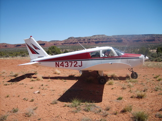 7 6un. Charles Lawrence photo - Charles and Adam getting ready to fly N4372J at Fry Canyon