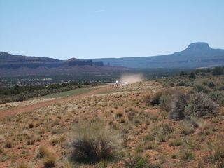 17 6un. Charles Lawrence photo - Charles and Adam landing N4372J at Fry Canyon - in-flight photo