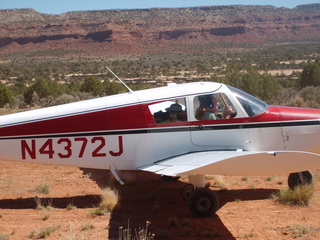 21 6un. Charles Lawrence photo - Charles and Adam landing N4372J at Fry Canyon