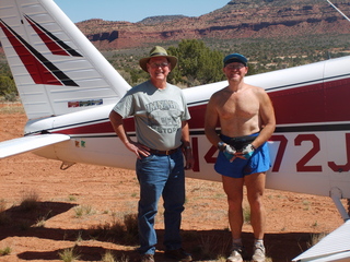 23 6un. Charles Lawrence photo - Charles and Adam and N4372J at Fry Canyon