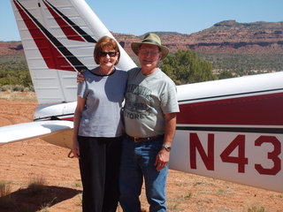 24 6un. Charles Lawrence photo - Debbie Stephens and Charles Jackson and N4372J at Fry Canyon