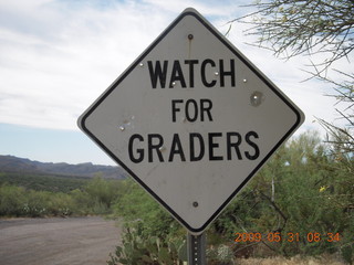 Superior Airport (E81) run - 'Watch for Graders' sign