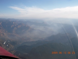 aerial - Grand Canyon - smoke from north rim