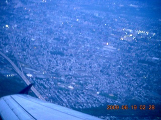 aerial - Philadelphia skyline at cloudy dawn