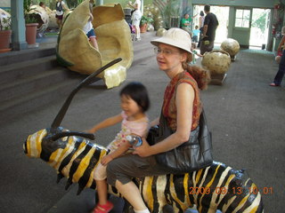 Cecelia and Betsy at the swings