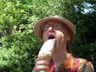 439 6zd. Philadelphia Zoo - Betsy eating ice cream cone