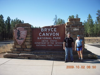 Neil and Adam at Bryce Canyon National Park sign