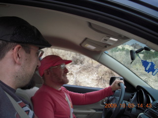 Adam and Neil driving to Kodachrome Basin