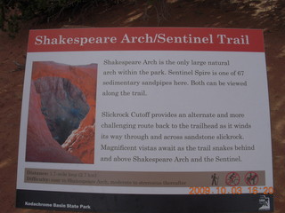 Kodachrome Basin State Park - Shakespeare Arch sign