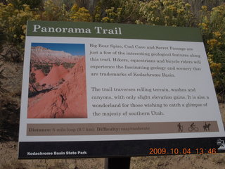 Escalante to Kodachrome - Panorama trail - sign
