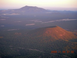 8 719. aerial - volcano near Flagstaff at dawn