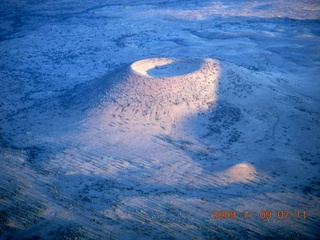 aerial - volcano near Flagstaff at dawn