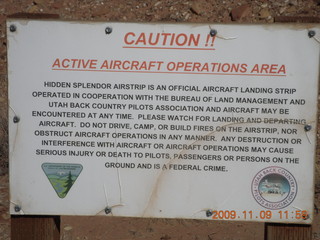 Hidden Splendor run - airstrip sign