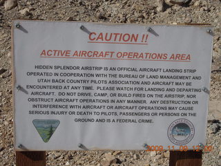 Hidden Splendor run - airstrip sign