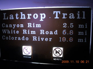 1 71a. Lathrop trail hike - sign pre-dawn