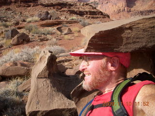 46 71a. Lathrop trail hike - Adam in rock