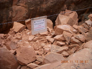 8 71c. Arches National Park - Devils Garden hike - rubble where Wall Arch used to be