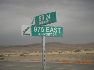 Hanksville Airport Road sign