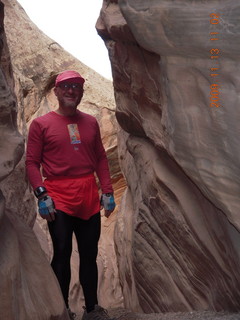 87 71d. Little Wild Horse Pass slot-canyon hike - Adam