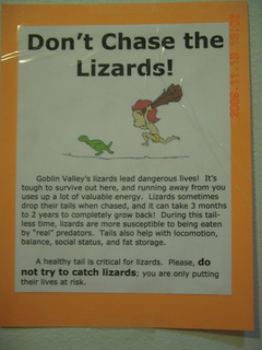 Goblin Valley State Park - Don't Chase the Lizards sign