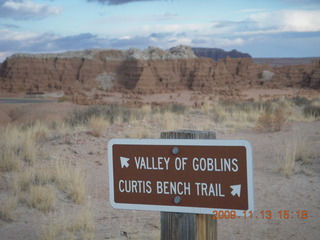 297 71d. Goblin Valley State Park - Curtis Bench trail sign