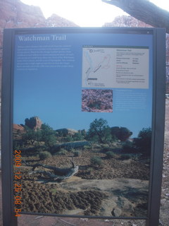 54 72r. qZion National Park - Watchman hike sign