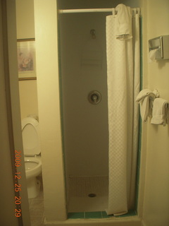 215 72r. hotel room shower - how do I not get cold-water spray?