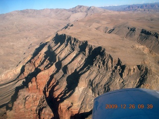 11 72s. aerial - Virgin River and I-15 canyon in Arizona