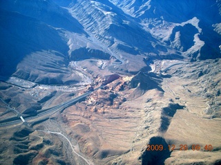 14 72s. aerial - Virgin River and I-15 canyon in Arizona