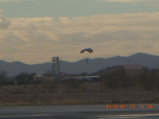 Pinal Airport (MJZ) - skydiver landing