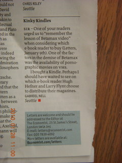 VHS versus Beta - pornography - letter in _Economist_