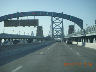 Ben Franklin Bridge back to Philadelphia