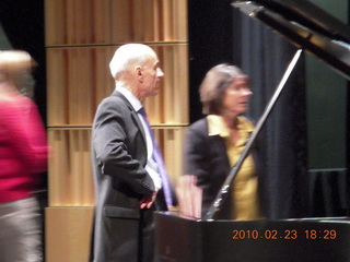 Bill and Eileen on stage with piano
