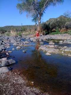 Metate Trail hike - Steve's picture - Adam crossing