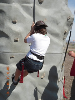 Gila Bend (E63) fly in - young guy climbing 'plastic pigs's nose' rocks