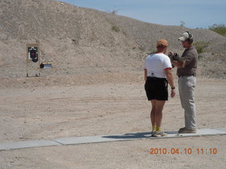 Gila Bend (E63) fly in - Adam climbing 'plastic pigs's nose' rocks - coming down