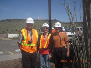 Bagdad (E51) mine tour - Ken Calman, Kristina, Adam with hard hats