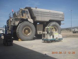 Bagdad (E51) mine tour - repair facility - Kristina and giant tire