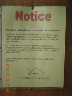 Safford Airport (SAD) notice