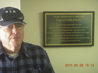 132 778. Vatican telescope at Mt. Graham - John and translation of plaque