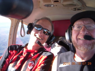 Payson Airport event - Karen and Adam with fake hair hats