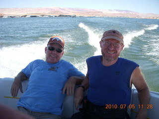 Bullfrog Basin trip with Stan - boating on Lake Powell - Stan and Adam