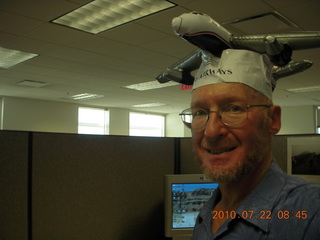 Adam with US Airways airplane inflatable hat